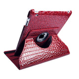 Dragonpad? 360 Degrees Rotating Stand Pu Leather Case for Ipad 3 (Red Luxury Crocodile Pattern)