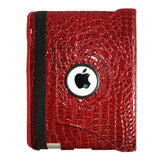 Dragonpad? 360 Degrees Rotating Stand Pu Leather Case for Ipad 3 (Red Luxury Crocodile Pattern)