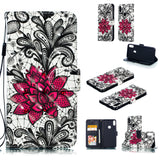 For ASUS ZENFONE MAX Pro M1/ZB601KL/ZB602KL 3D Coloured Painted PU Magnetic Clasp Phone Case with Card Slots Bracket Lanyard Mandala