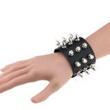 Gothic Delicate Cuspidal Spikes Rivet Leather Bracelets Punk Bracelet for Women Men  skin color