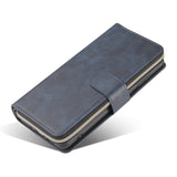 For Samsung S10/S20/S10E/ S10 Plus Pu Leather  Mobile Phone Cover Zipper Card Bag + Wrist Strap blue