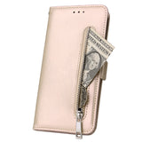 For Huawei Enjoy 9-Y7 2019-Y7 PRIME 2019 with fingerprint hole - Y7 PRO 2019 Solid Color PU Leather Zipper Wallet Double Buckle Protective Case with Stand & Lanyard gold