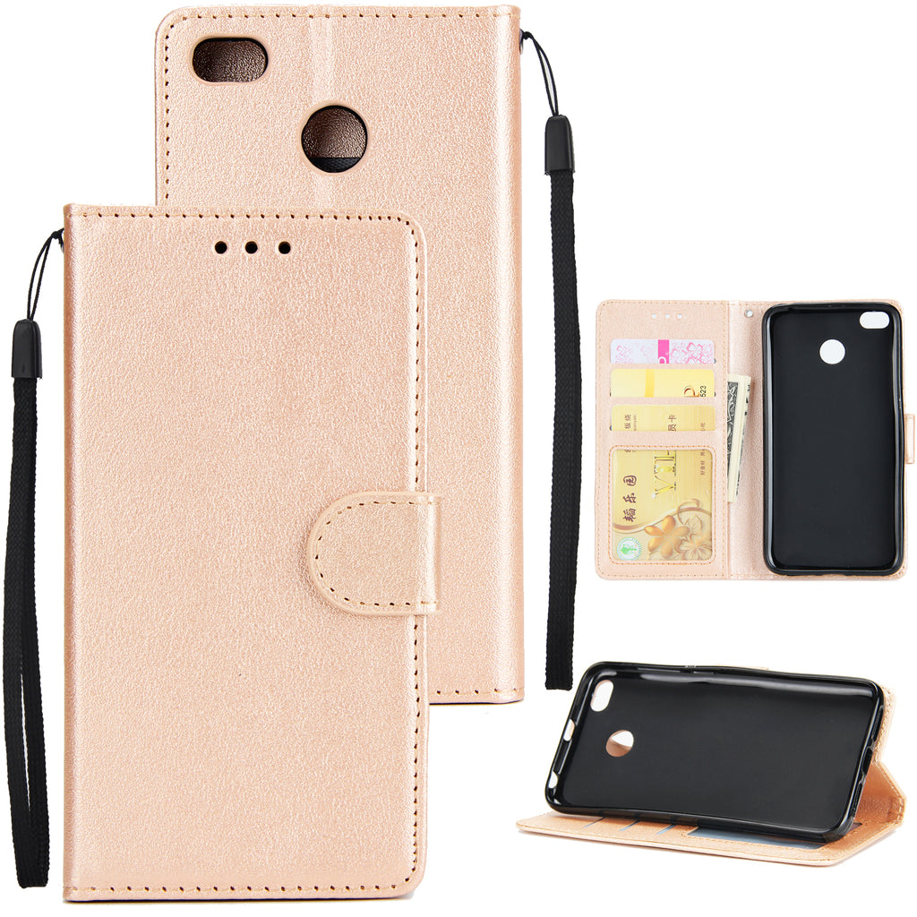 Ultra Slim Shockproof Full Protective Case with Card Wallet Slot for Xiaomi Redmi 4X Golden