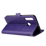 For Huawei Enjoy 9-Y7 2019-Y7 PRIME 2019 with fingerprint hole - Y7 PRO 2019 Solid Color PU Leather Zipper Wallet Double Buckle Protective Case with Stand & Lanyard purple