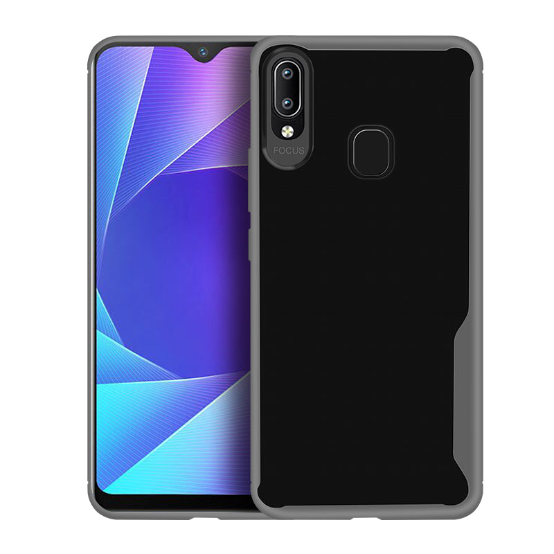 For VIVO Y95 /Y91 with fingerprint hole Ultra Slim Translucent Non-slip Shockproof TPU Back Cover Transparent gray