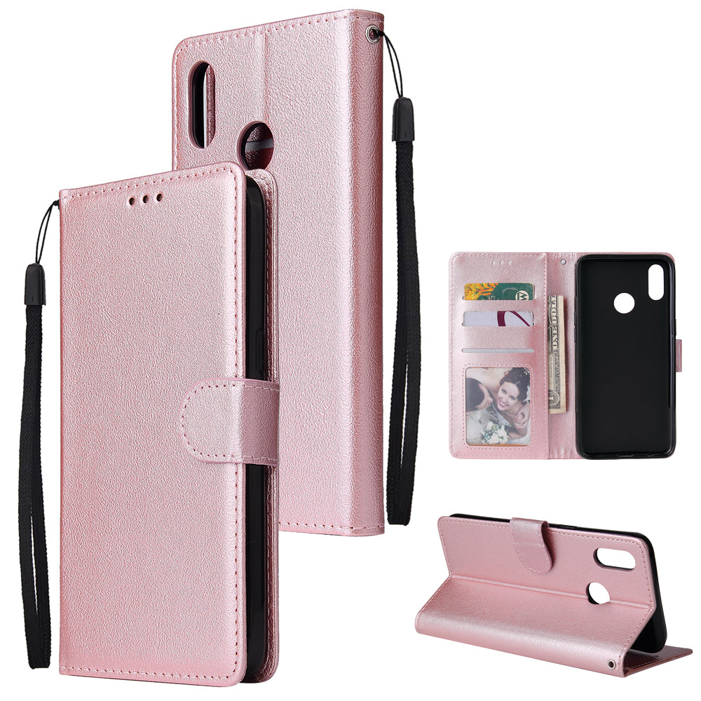 For OPPO Realme 3 pro Flip-type Leather Protective Phone Case with 3 Card Position Buckle Design Phone Cover Rose gold