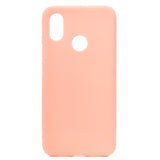 For HUAWEI Y6 2019 Lovely Candy Color Matte TPU Anti-scratch Non-slip Protective Cover Back Case Light pink