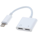 Dual Lightning Headphone Audio and Charge Adapter for iPhone X 8/8 Plus 7/7Plus  white