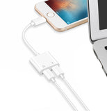 Dual Lightning Headphone Audio and Charge Adapter for iPhone X 8/8 Plus 7/7Plus  white