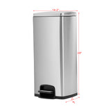 Rectangle, Stainless Steel, Soft-Close, Step Trash Can, 8 Gallon/30L **