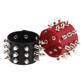 Gothic Delicate Cuspidal Spikes Rivet Leather Bracelets Punk Bracelet for Women Men  Light blue