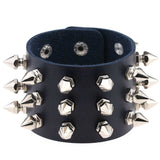 Gothic Delicate Cuspidal Spikes Rivet Leather Bracelets Punk Bracelet for Women Men  Navy blue