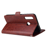 For Huawei Enjoy 9-Y7 2019-Y7 PRIME 2019 with fingerprint hole - Y7 PRO 2019 Solid Color PU Leather Zipper Wallet Double Buckle Protective Case with Stand & Lanyard brown