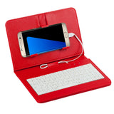 General Wired Keyboard Flip Holster Case for Andriod Mobile Phone 4.8-6.0"" red