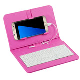 General Wired Keyboard Flip Holster Case for Andriod Mobile Phone 4.8-6.0"" Pink