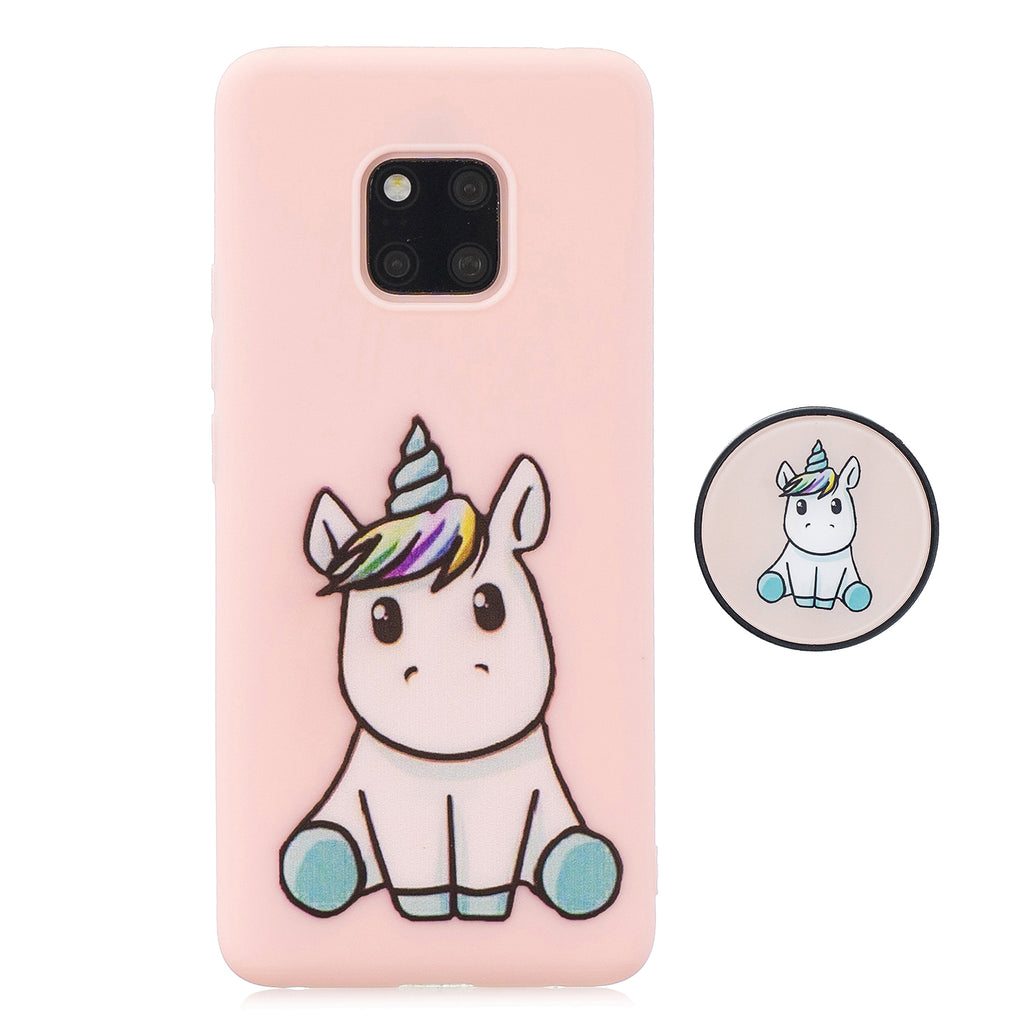 For HUAWEI MATE 20 pro Pure Color Phone Cover Cute Cartoon Phone Case Lightweight Soft TPU Phone Case with Matching Pattern Adjustable Bracket 6