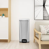 Rectangle, Stainless Steel, Soft-Close, Step Trash Can, 8 Gallon/30L **