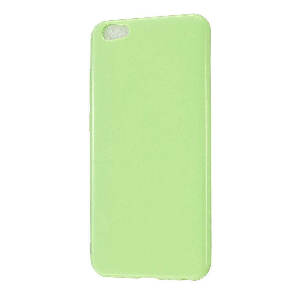 For VIVO Y67/Y71 Cellphone Cover Glossy TPU Phone Case Anti-Dust Stain-proof Easy Install Screen Protector Fluorescent green
