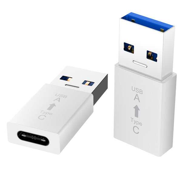 High Speed Adapter Type-C to USB 3.0 a Converter Conversion Interface for Connecting a Computer to a Mobile Phone white