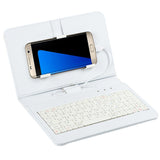 General Wired Keyboard Flip Holster Case for Andriod Mobile Phone 4.8-6.0"" White
