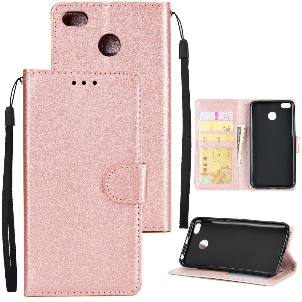 Ultra Slim Shockproof Full Protective Case with Card Wallet Slot for Xiaomi Redmi 4X Rose gold