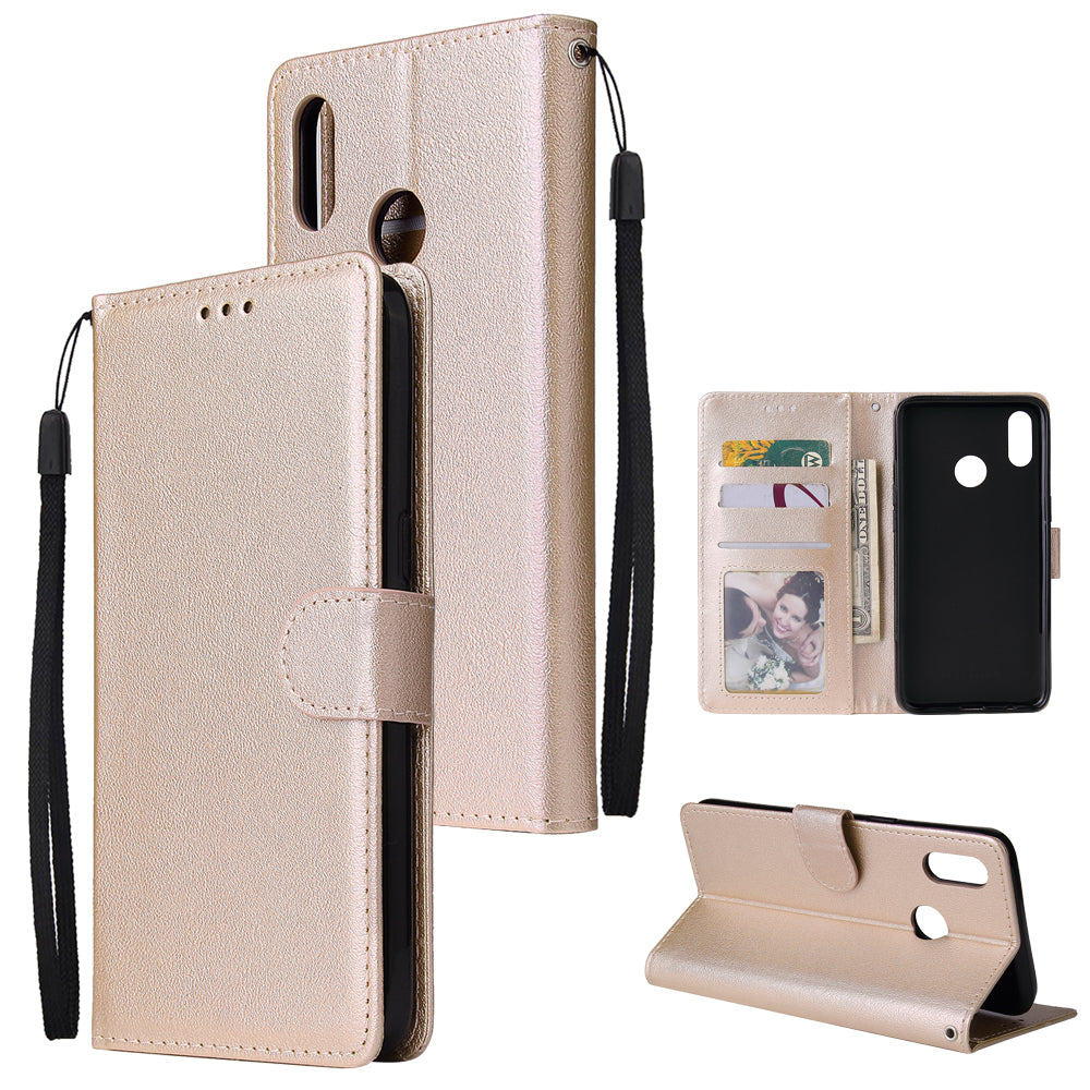 For OPPO Realme 3 pro Flip-type Leather Protective Phone Case with 3 Card Position Buckle Design Phone Cover Gold