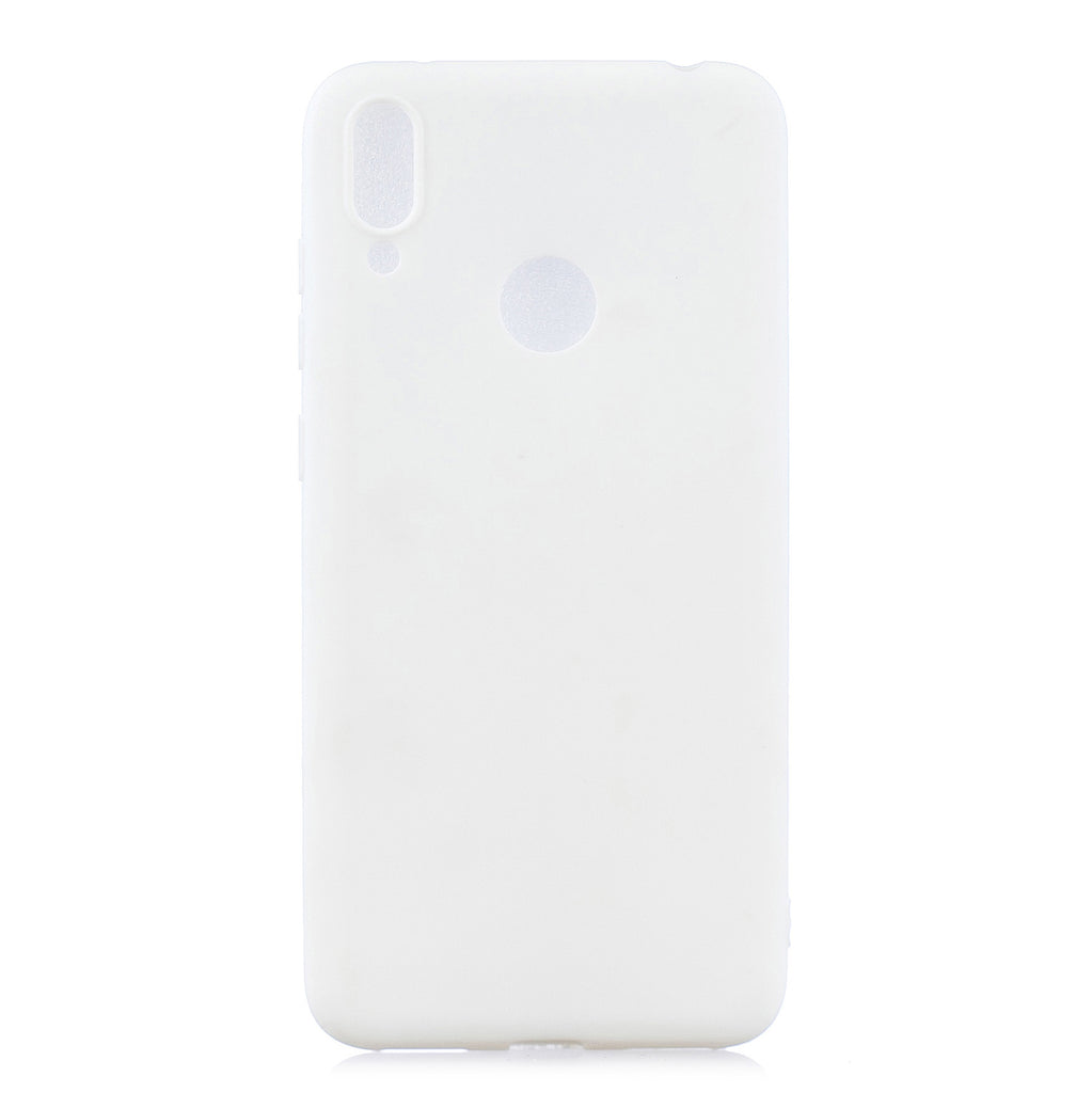 For HUAWEI Y7 2019 Lovely Candy Color Matte TPU Anti-scratch Non-slip Protective Cover Back Case white