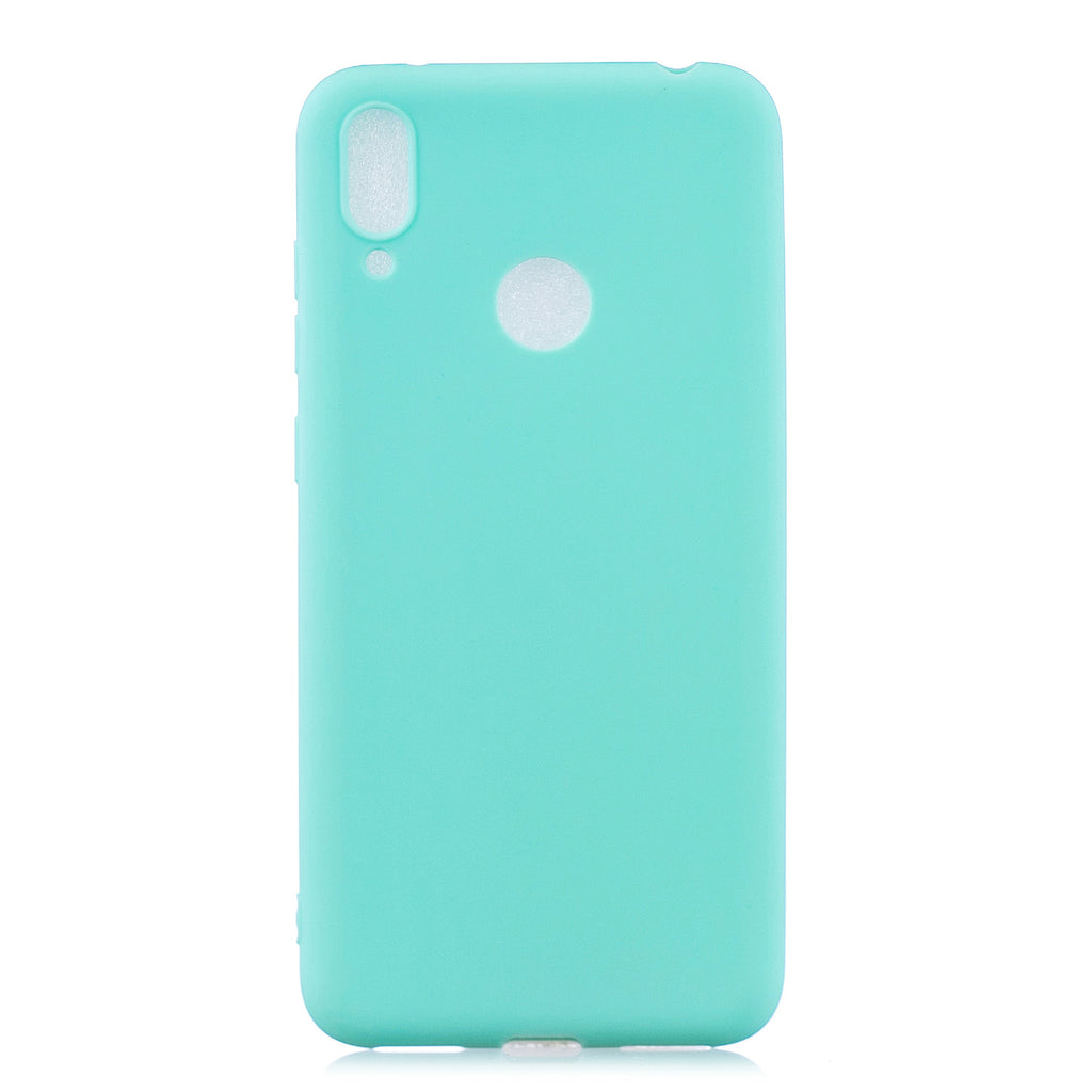 For HUAWEI Y7 2019 Lovely Candy Color Matte TPU Anti-scratch Non-slip Protective Cover Back Case Light blue