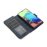 For Samsung A51 5G/A71 5G/Note 10 pro Pu Leather  Mobile Phone Cover Zipper Card Bag + Wrist Strap blue
