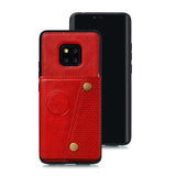 For HUAWEI MATE 20 PRO Double Buckle Non-slip Shockproof Cell Phone Case with Card Slot Bracket red