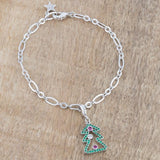 Christmas Tree 0.35ct CZ Rhodium Holiday Charm Bracelet