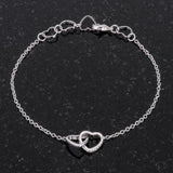 .12 Ct Rhodium Interlocked Hearts Bracelet with CZ Accents