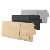 Car Sun Visor Card Holder Glasses Clip with Mobile Phone Bag Beige