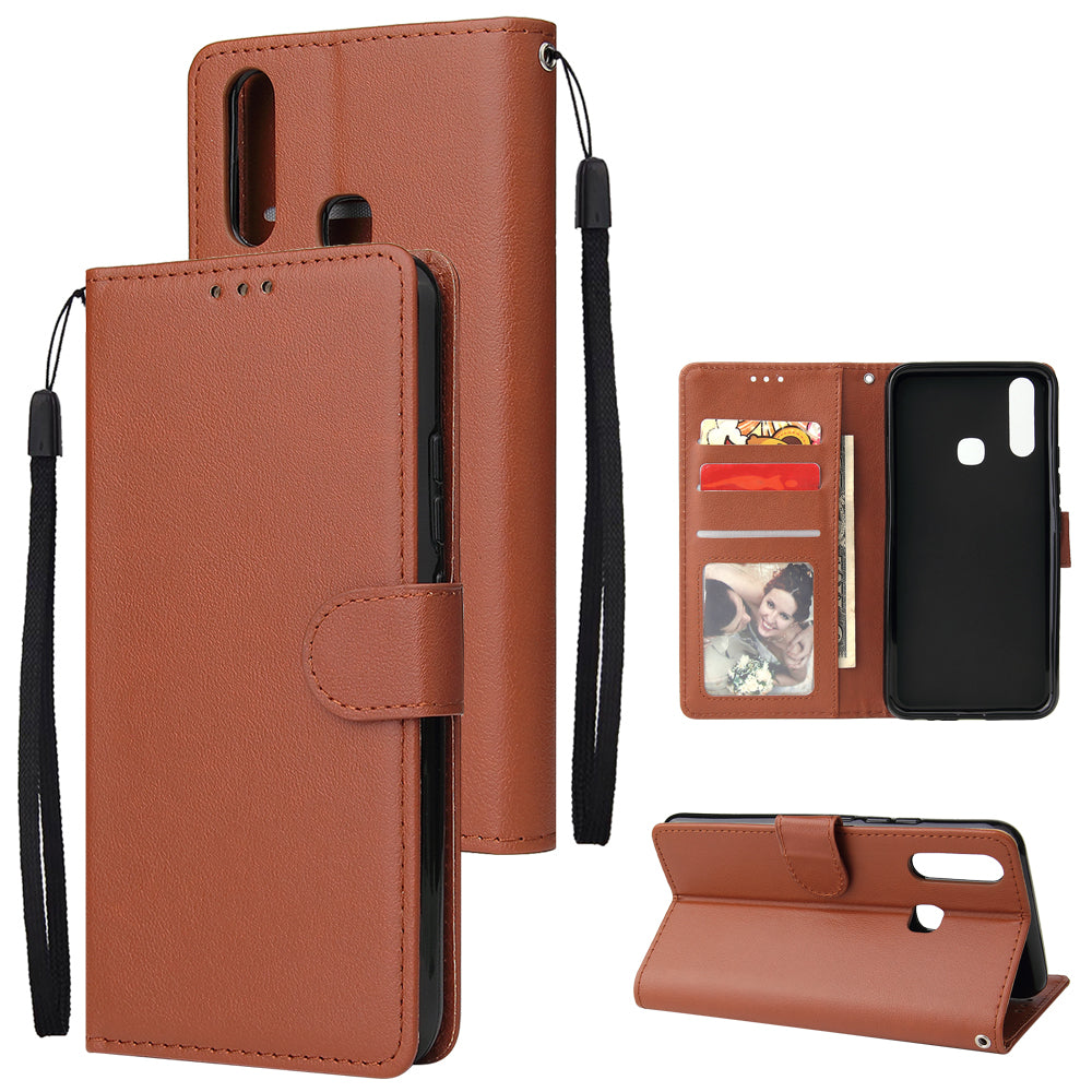 For VIVO Y17 Cellphone Cover PU Leather Shell All-round Protection Mobile Phone Case Precise Cutout Wallet Design Stand Function Brown