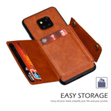 For HUAWEI MATE 20 PRO Double Buckle Non-slip Shockproof Cell Phone Case with Card Slot Bracket Light Brown