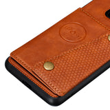 For HUAWEI MATE 20 PRO Double Buckle Non-slip Shockproof Cell Phone Case with Card Slot Bracket Light Brown