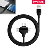 Joyroom L317 2.4A Nylon Braided USB Charging Cable 3 in 1 for Apple / Android / Type-c Cable white_white