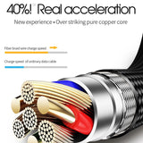 Joyroom L317 2.4A Nylon Braided USB Charging Cable 3 in 1 for Apple / Android / Type-c Cable white_white