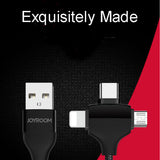 Joyroom L317 2.4A Nylon Braided USB Charging Cable 3 in 1 for Apple / Android / Type-c Cable white_white