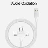 Joyroom L317 2.4A Nylon Braided USB Charging Cable 3 in 1 for Apple / Android / Type-c Cable white_white
