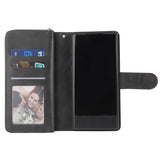 For Samsung A51 5G/A71 5G/Note 10 pro Pu Leather  Mobile Phone Cover Zipper Card Bag + Wrist Strap black