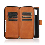 For Samsung A51 5G/A71 5G/Note 10 pro Pu Leather  Mobile Phone Cover Zipper Card Bag + Wrist Strap brown