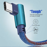 Universal USB Elbow Data Transmission Line Fast Charging Micro USB Type-C 8 Pin Line for Mobile Phone 0.25M