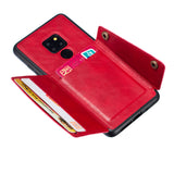 For HUAWEI MATE 20 Double Buckle Non-slip Shockproof Cell Phone Case with Card Slot Bracket red