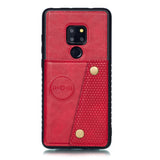 For HUAWEI MATE 20 Double Buckle Non-slip Shockproof Cell Phone Case with Card Slot Bracket red