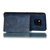 For HUAWEI MATE 20 PRO Double Buckle Non-slip Shockproof Cell Phone Case with Card Slot Bracket blue
