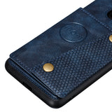 For HUAWEI MATE 20 PRO Double Buckle Non-slip Shockproof Cell Phone Case with Card Slot Bracket blue