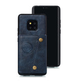 For HUAWEI MATE 20 PRO Double Buckle Non-slip Shockproof Cell Phone Case with Card Slot Bracket blue