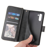 For Samsung A51 5G/A71 5G/Note 10 pro Pu Leather  Mobile Phone Cover Zipper Card Bag + Wrist Strap black