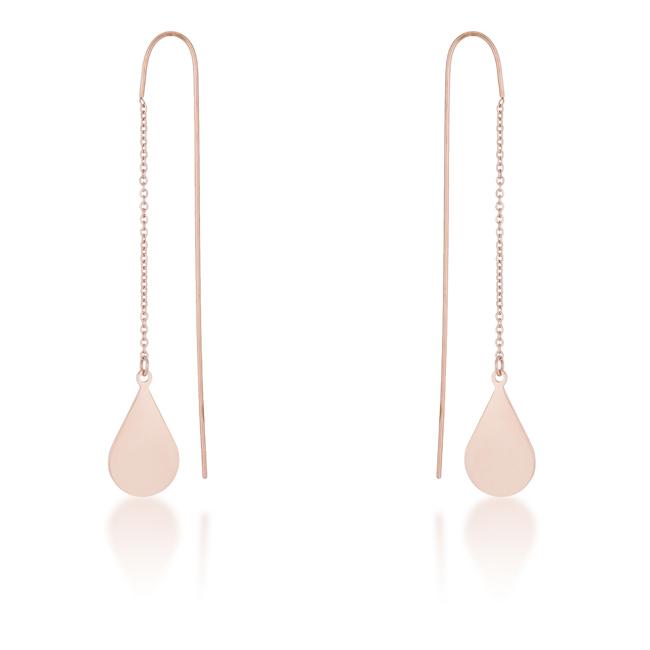 Chloe Rose Gold Stainless Steel Teardrop Threaded Drop Earrings